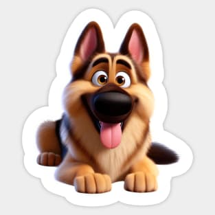 German Shepherd sitting down cartoon Sticker